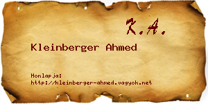 Kleinberger Ahmed névjegykártya